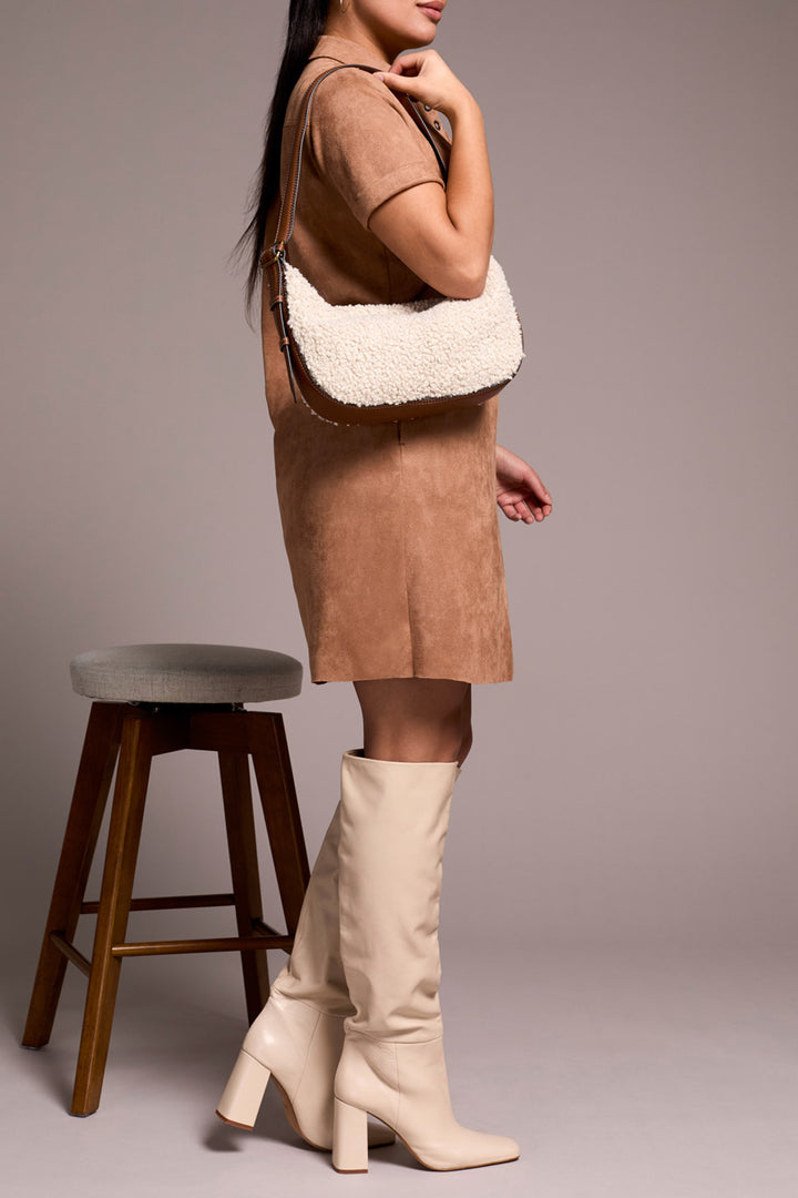 ALMONDLATTE FAUX SUEDE DRESS