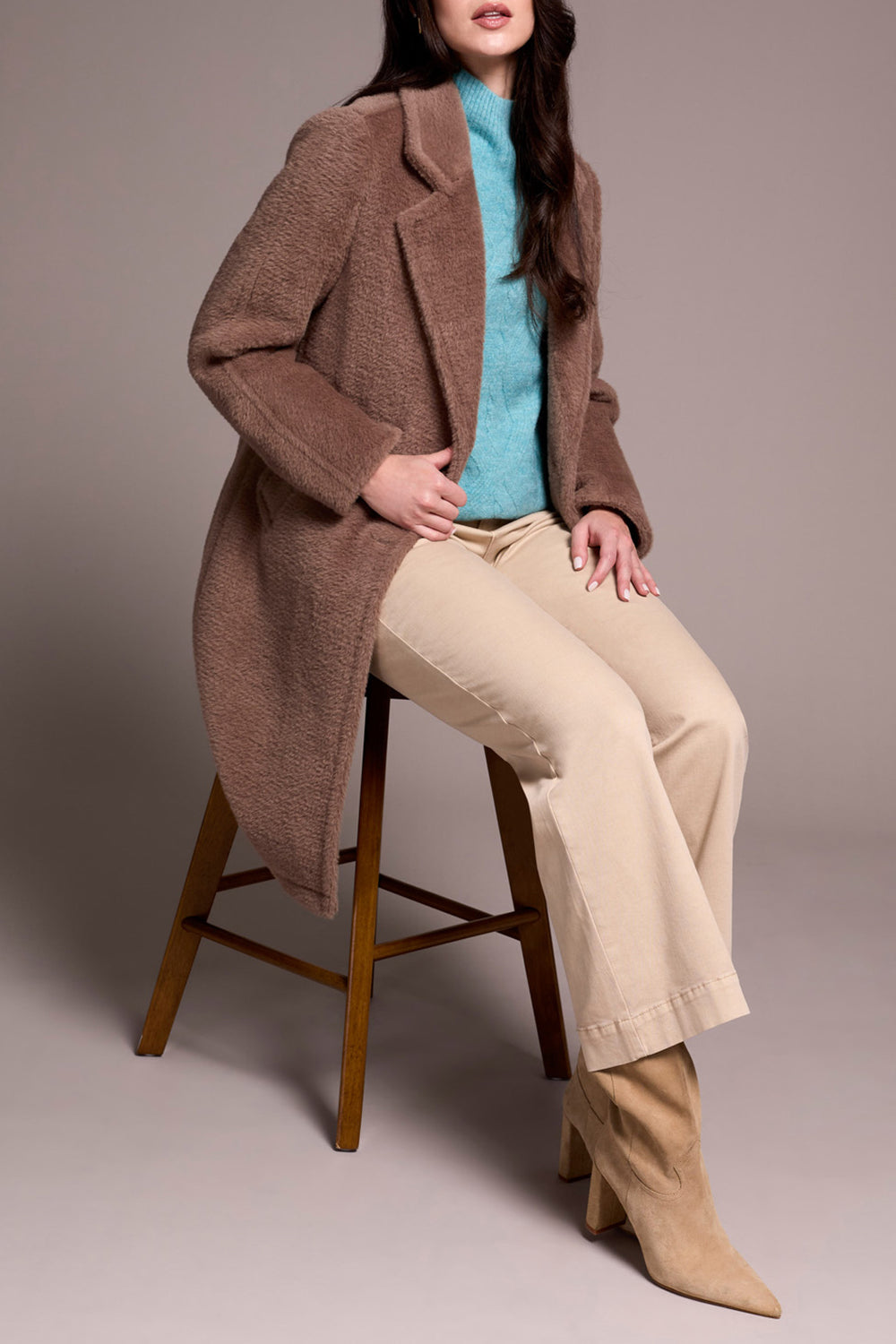 FOSSIL PLUSH ONE BUTTON FRONT COAT

