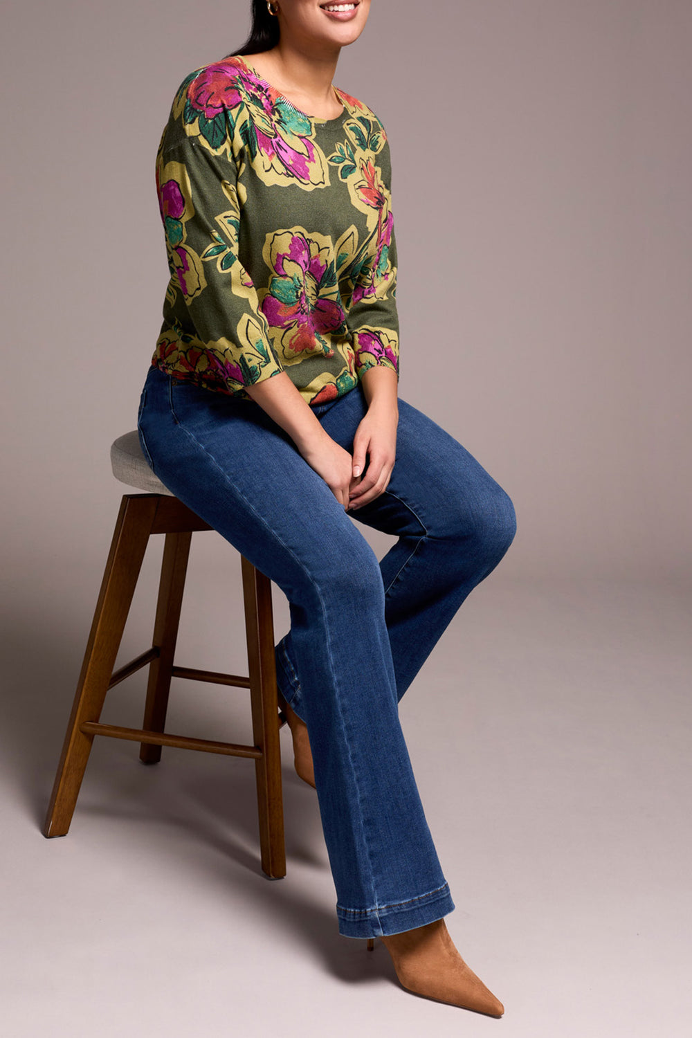 FADED BLUE AUDREY PULL ON FLARE LEG JEANS
