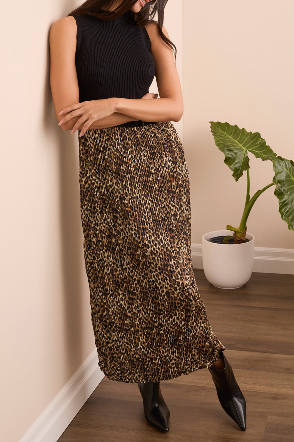 BLACK TWOFER ANIMAL PRINT MAXI DRESS
