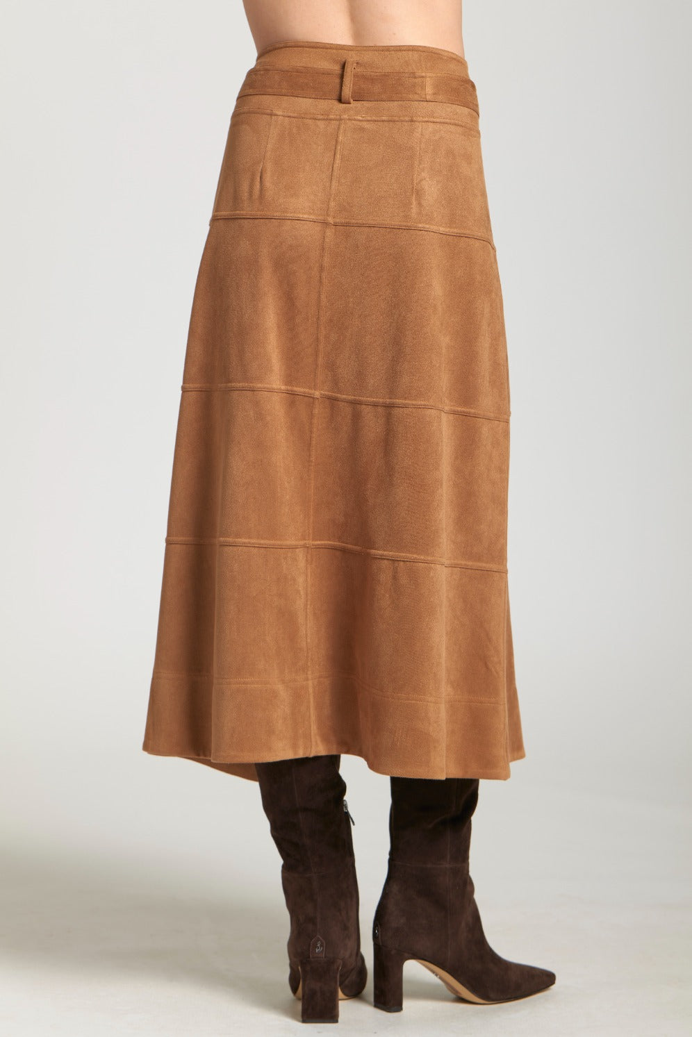 ALYSSA CARAMEL LONG TIE FRONT SKIRT
