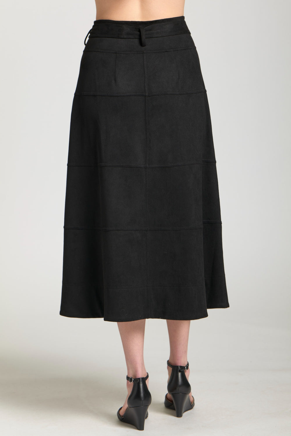 ALYSSA BLACK TIE FRONT LONG SKIRT

