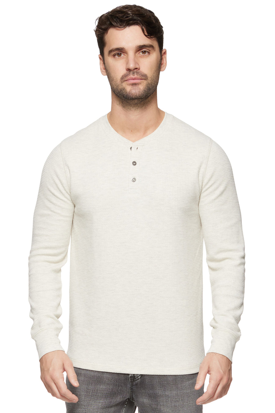 MEN'S CHATSWORTH OATMEAL HEATHER WAFFLE HENLEY

