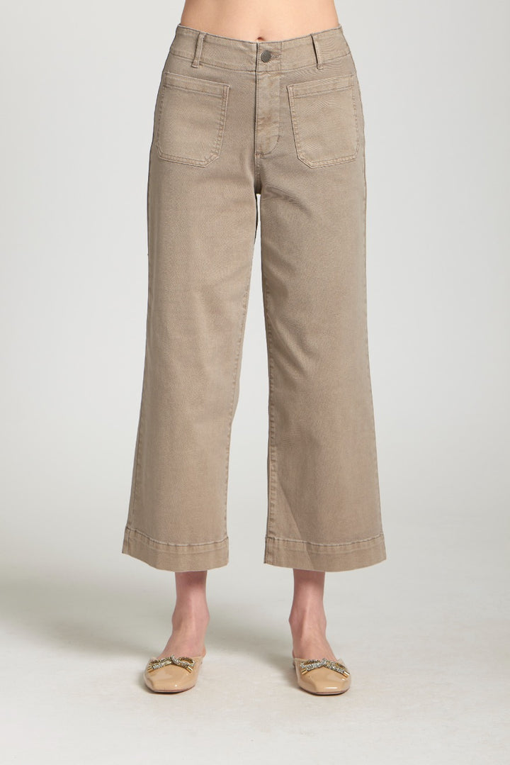 MOCHA PHOEBE CROP WIDE LEG PANTS