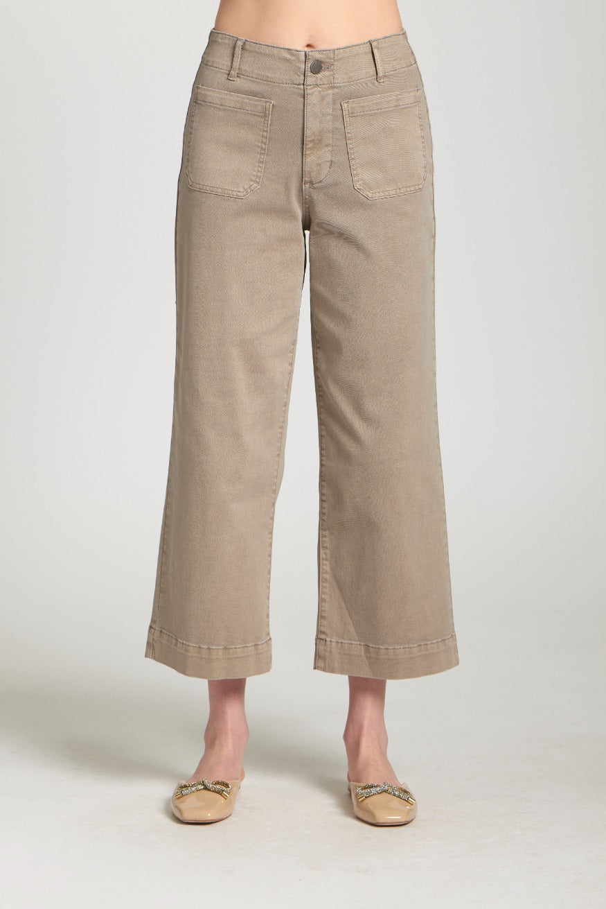 MOCHA PHOEBE CROP WIDE LEG PANTS
