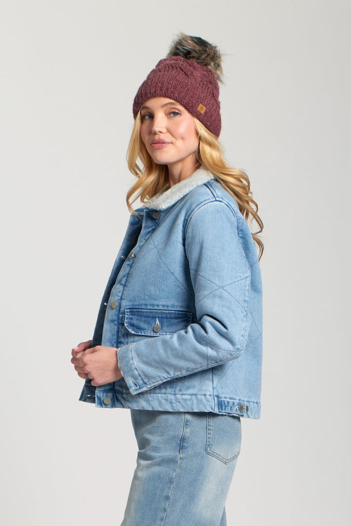 SADIE LIGHT INDIGO QUILTED DENIM & SHERPA JACKET