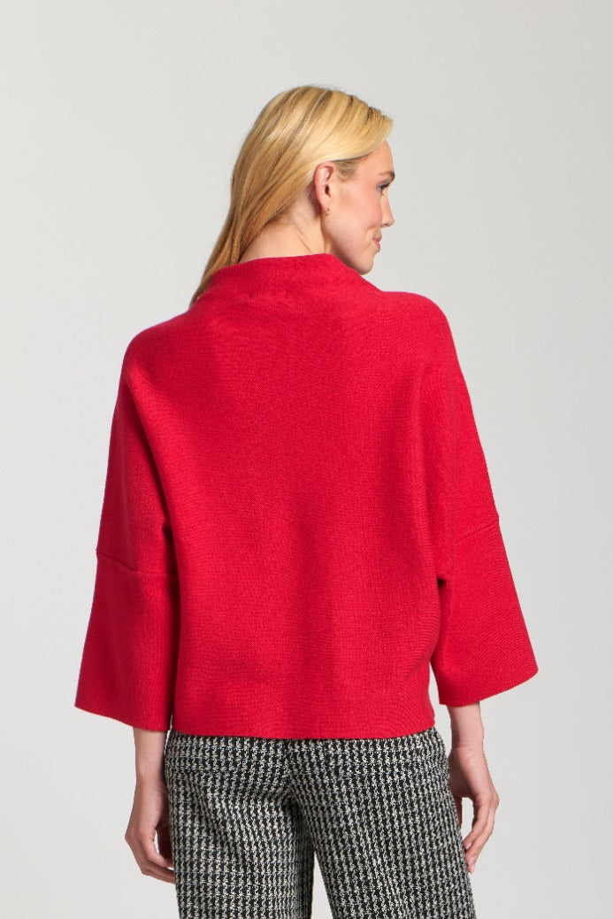 HOLIDAY RED FUNNEL NECK SWEATER
