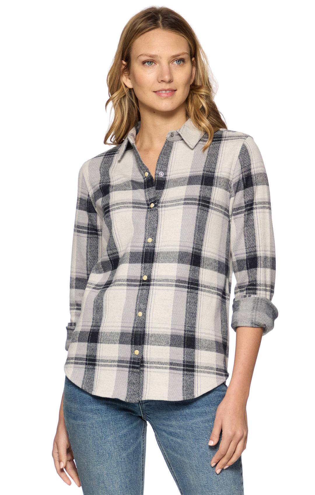 KAYCEE GREY KNIT FLANNEL SHIRT