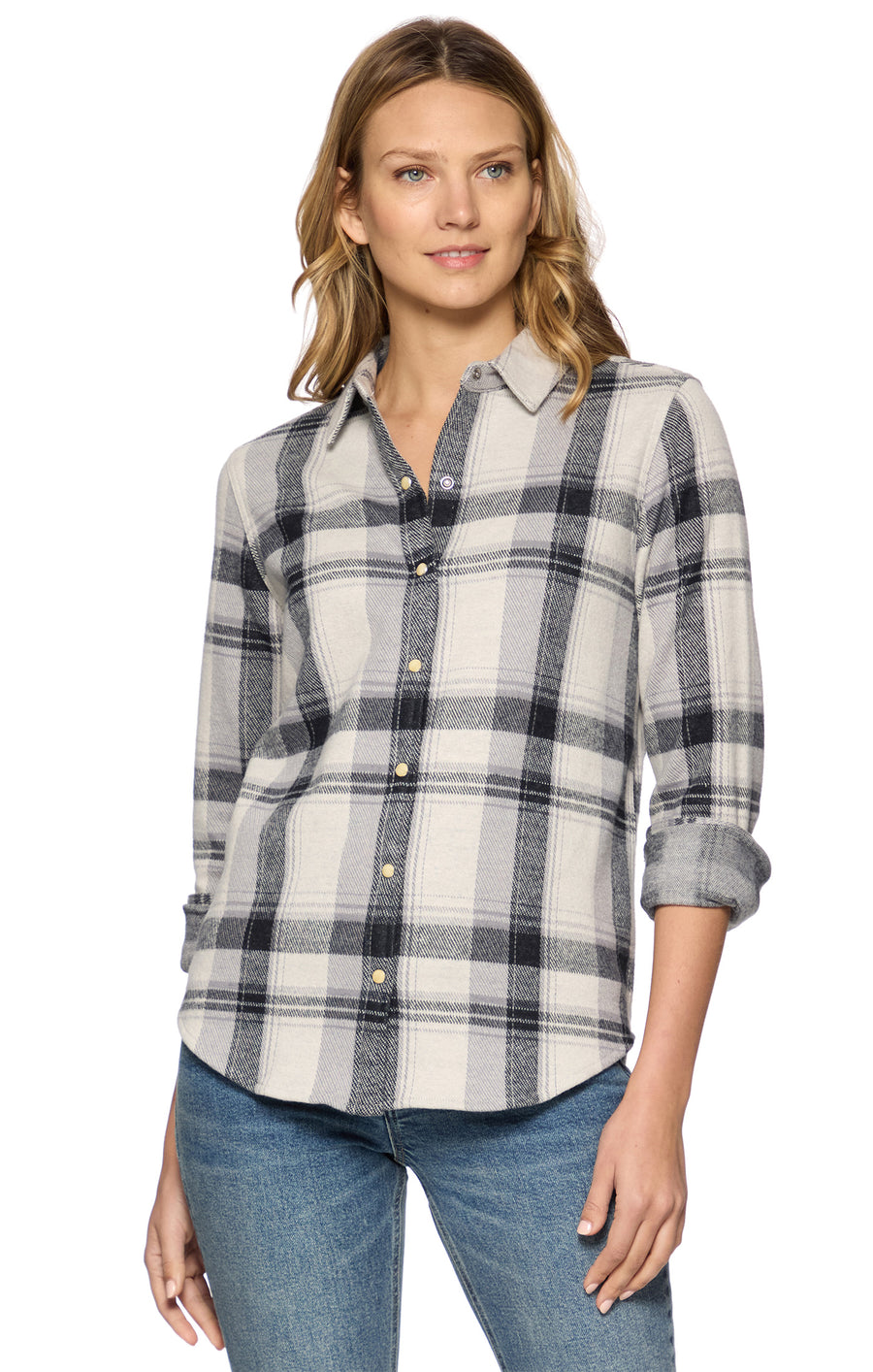 KAYCEE GREY KNIT FLANNEL SHIRT

