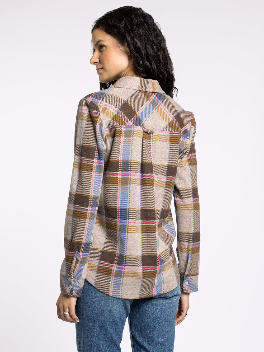 CASSIAN SAND BROWN KNIT PLAID SHIRT
