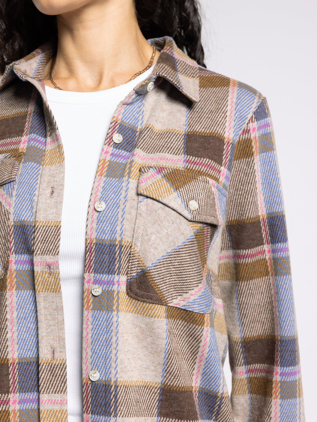 CASSIAN SAND BROWN KNIT PLAID SHIRT