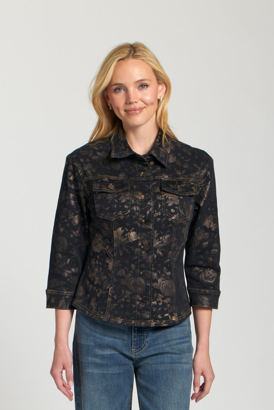 SONJIA BLACK PRINTED JACKET

