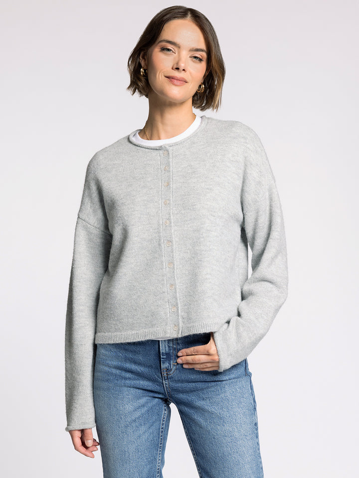 DOVER LIGHT HEATHER GREY CARDIGAN