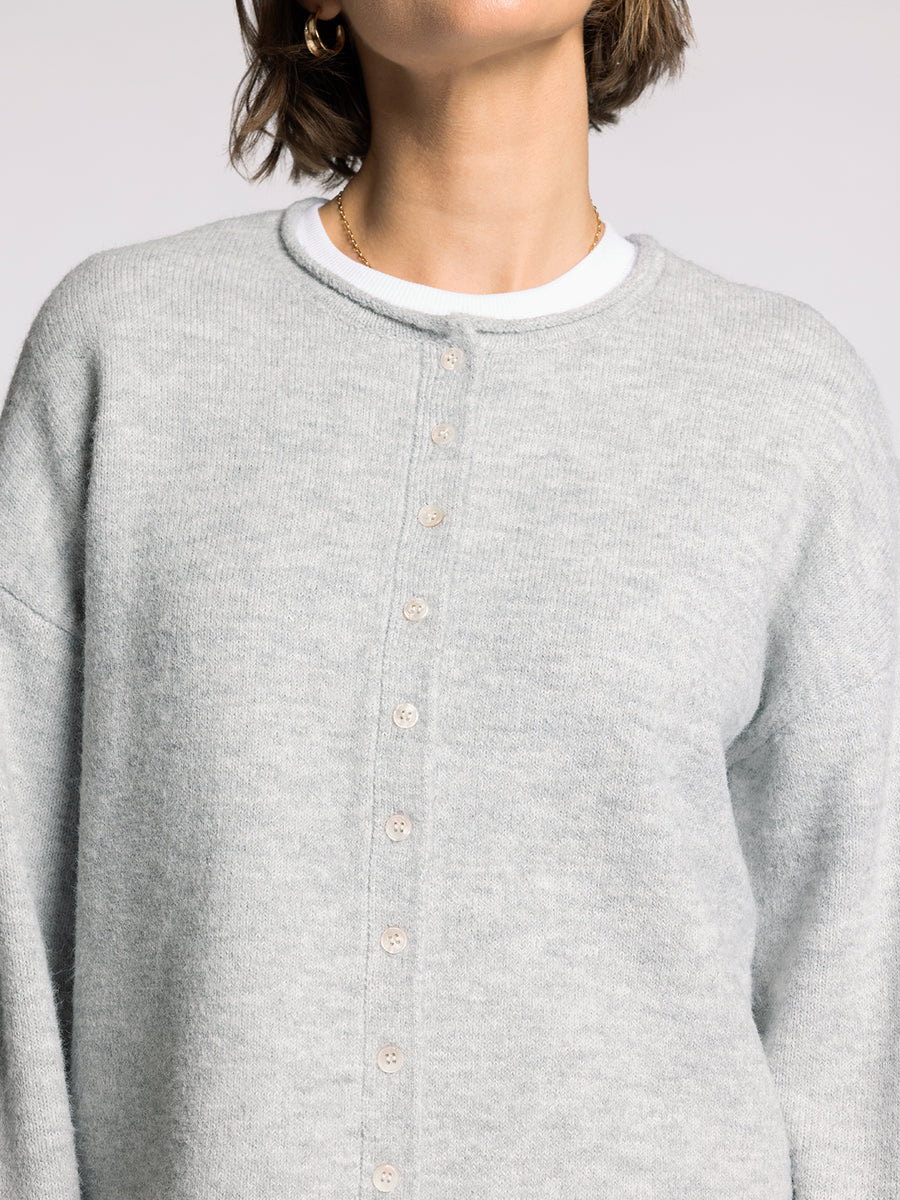 DOVER LIGHT HEATHER GREY CARDIGAN
