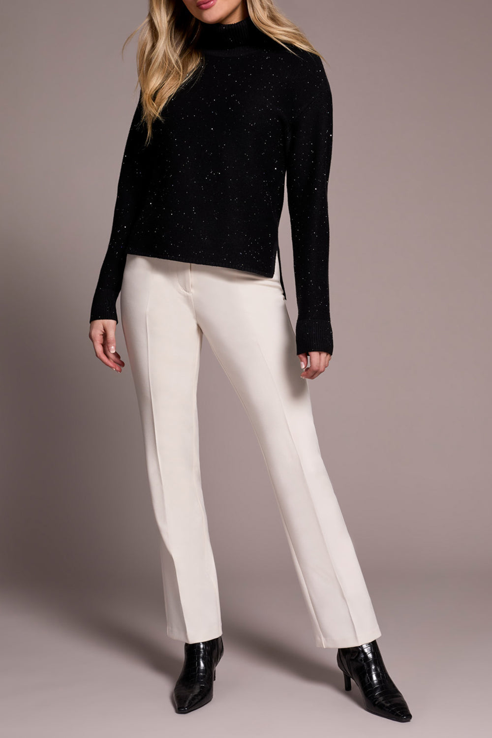 BLACK HOLIDAY SPARKLE TURTLENECK HIGH LOW SWEATER
