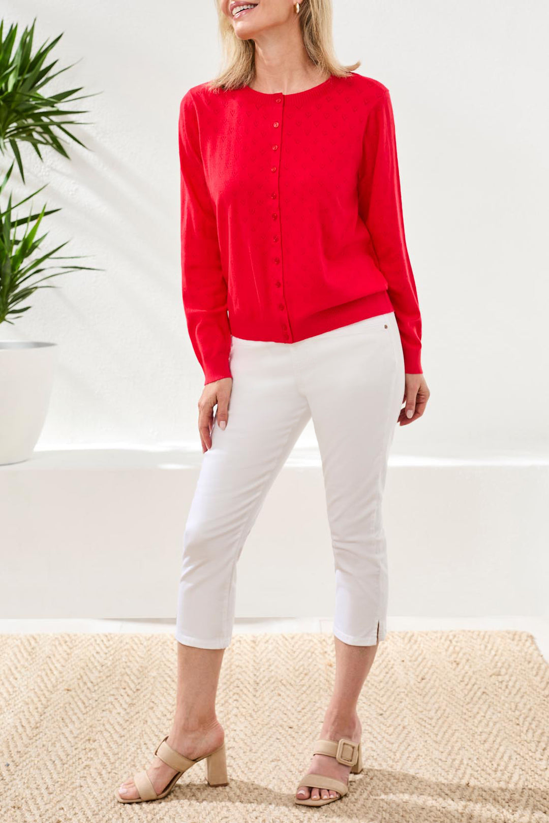 ROUGE HEART POINTELLE BUTTON FRONT CARDIGAN