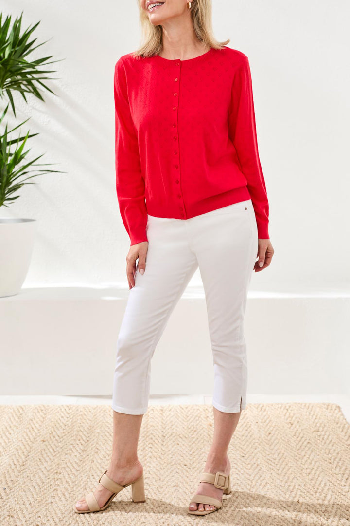 ROUGE HEART POINTELLE BUTTON FRONT CARDIGAN