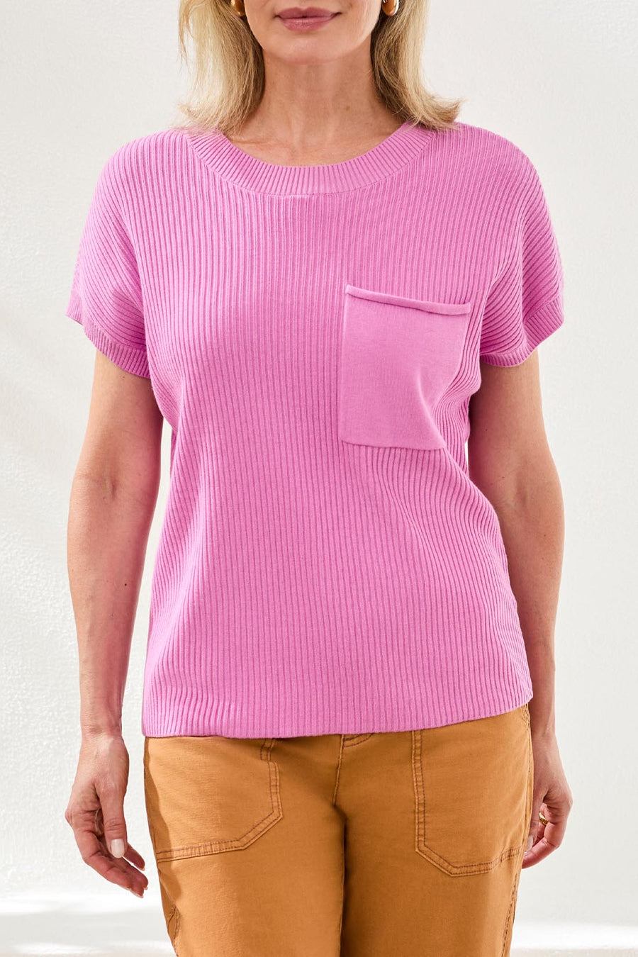 WISTERIA SHORT SLEEVE POCKET SWEATER
