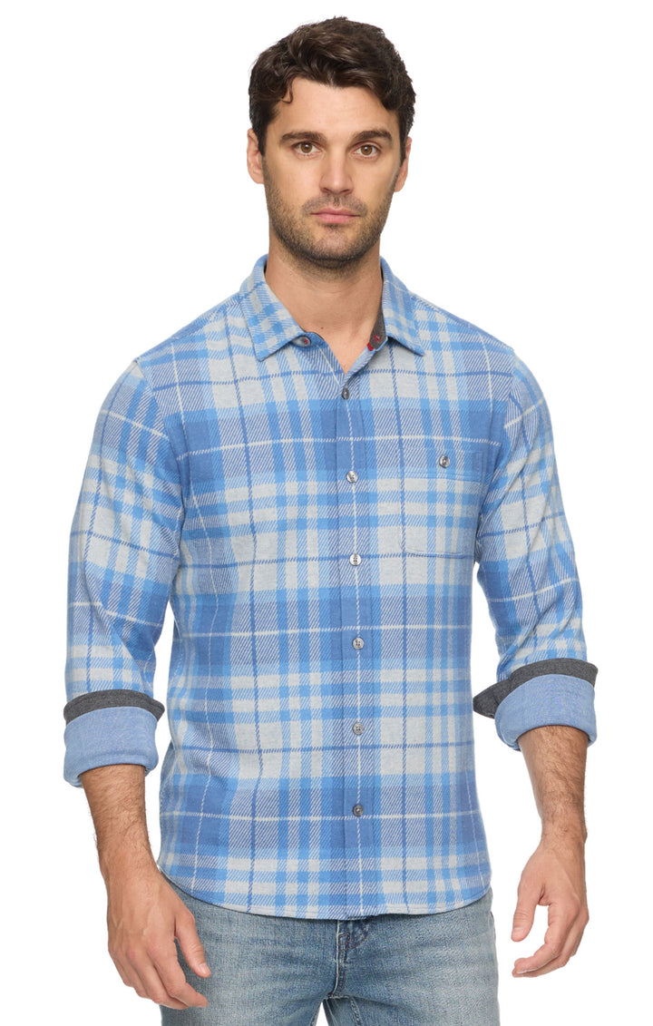 MEN'S REXFORD HERO KNIT BLUE FLANNEL SHIRT