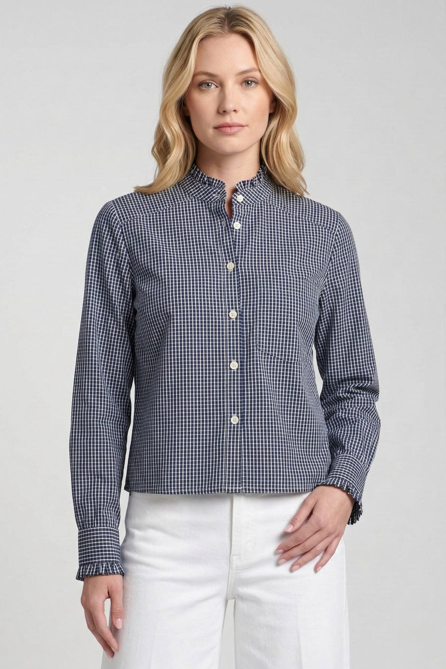 MIDNIGHT GINGHAM CHECK BLOUSE
