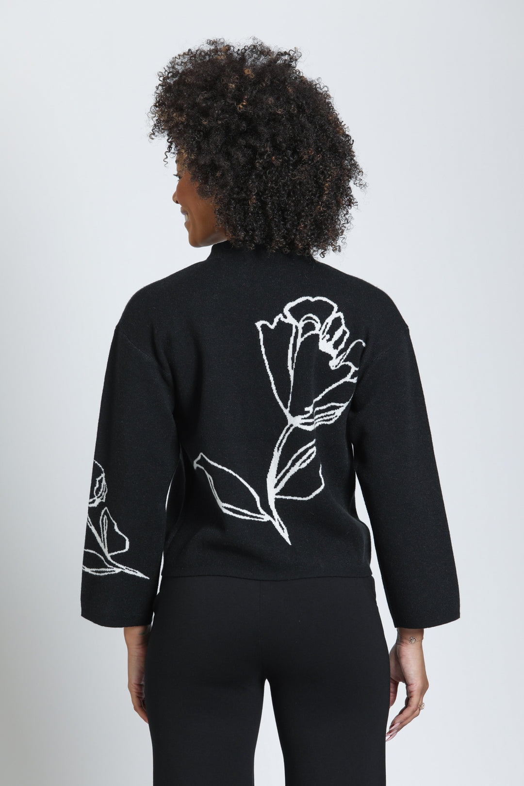 JET & IVORY CONTRAST FLORAL SWEATER