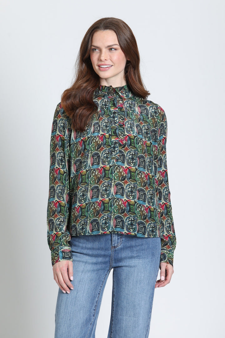 ALEXIS MOSS & GARNET RUFFLE PLACKET BLOUSE