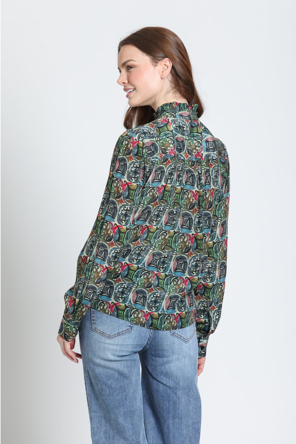 ALEXIS MOSS & GARNET RUFFLE PLACKET BLOUSE
