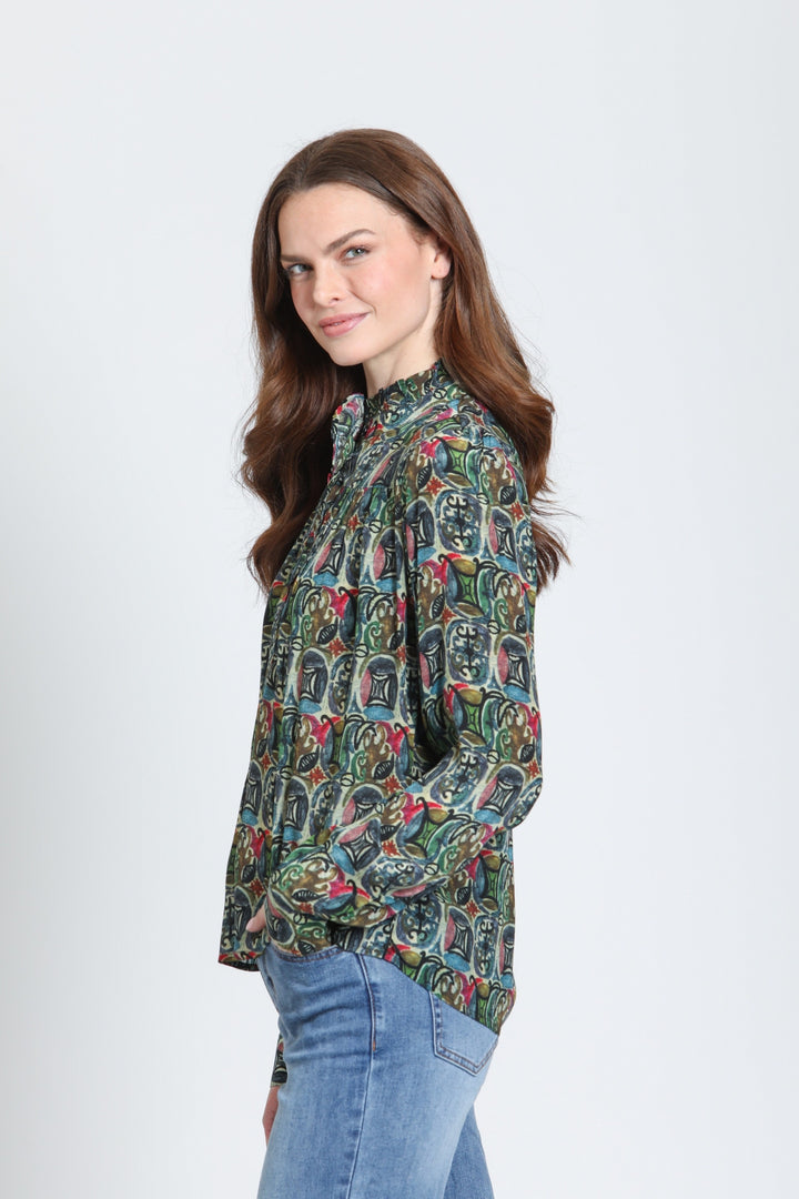 ALEXIS MOSS & GARNET RUFFLE PLACKET BLOUSE