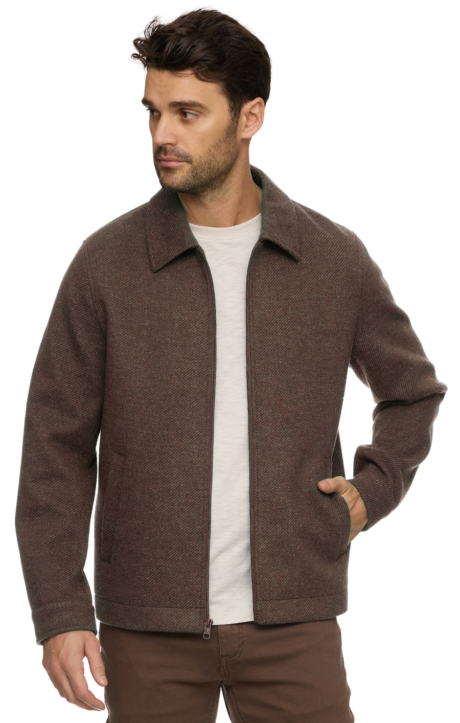 MEN'S BROWN GILBERT BRUSHED TWILL JACKET
