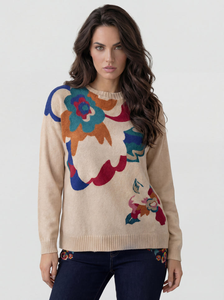 LINNEA FLROAL CREW NECK SWEATER