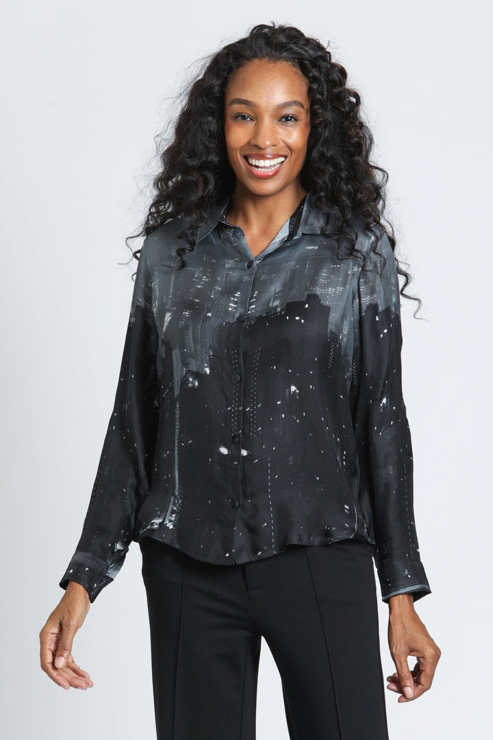 OBSIDIAN SKY & STEEL GRAY BLOUSE