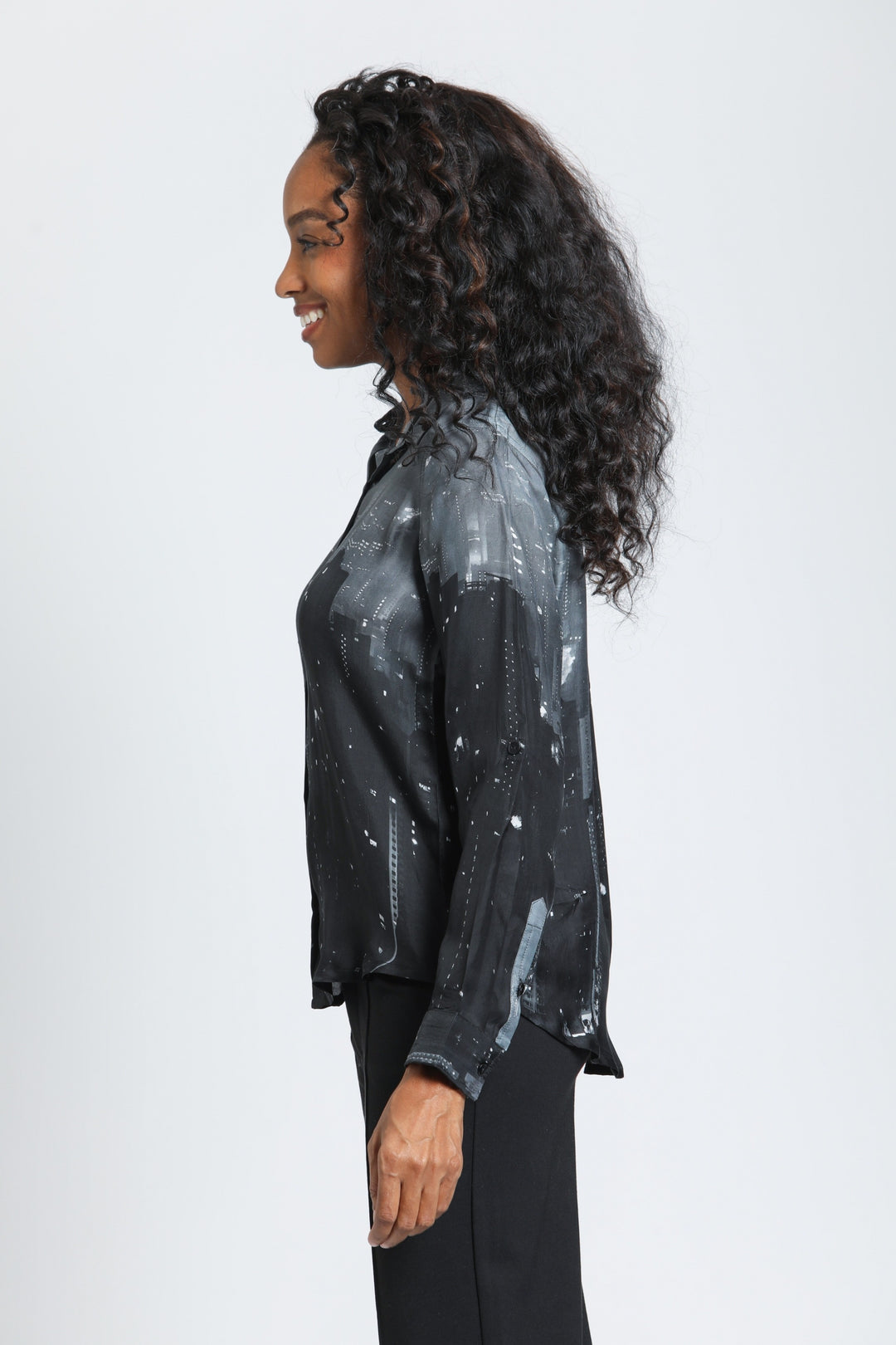 OBSIDIAN SKY & STEEL GRAY BLOUSE