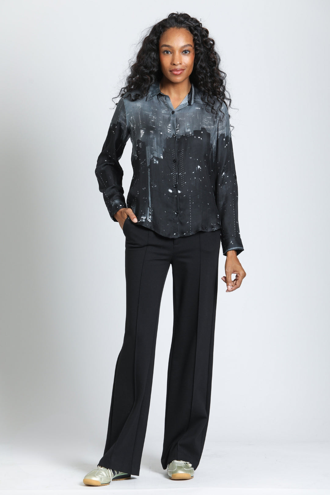 OBSIDIAN SKY & STEEL GRAY BLOUSE