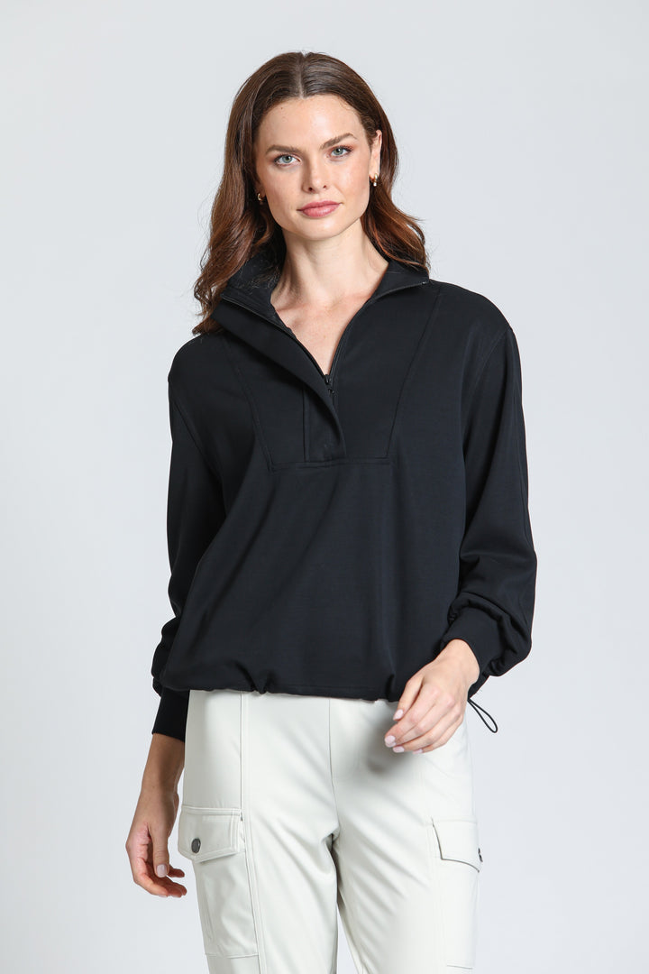 MEG BLACK POPOVER HALF ZIP