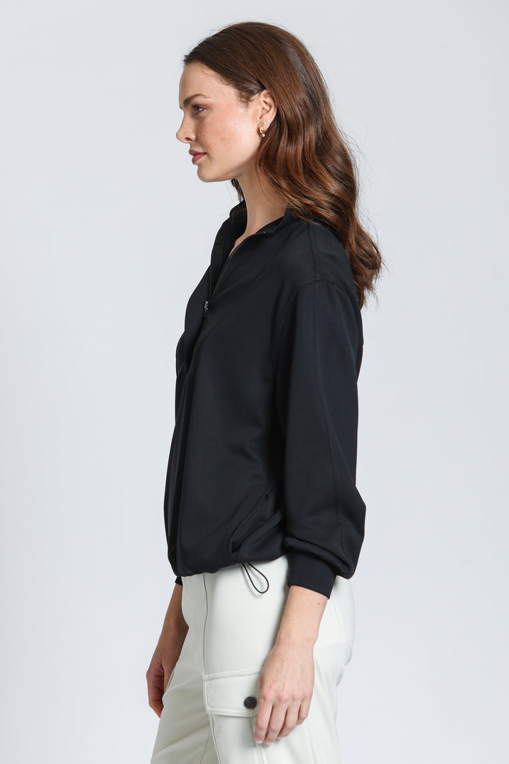 MEG BLACK POPOVER HALF ZIP