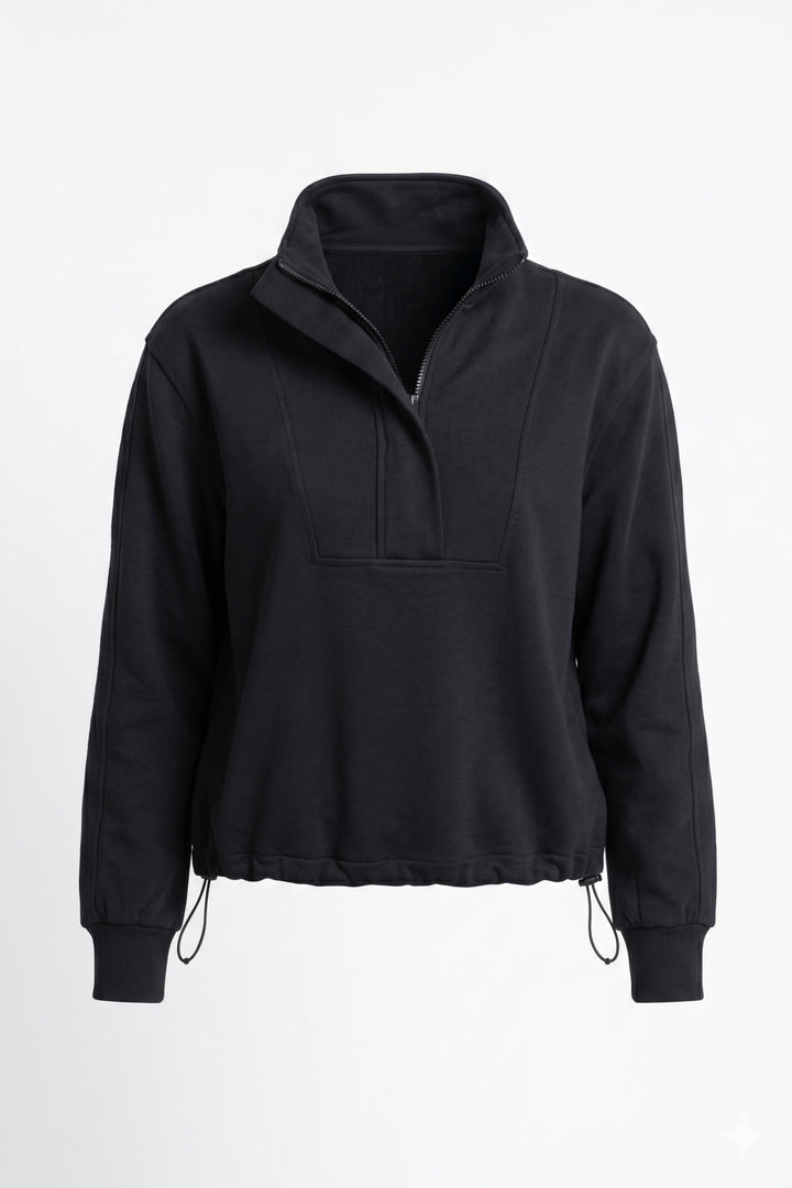 MEG BLACK POPOVER HALF ZIP