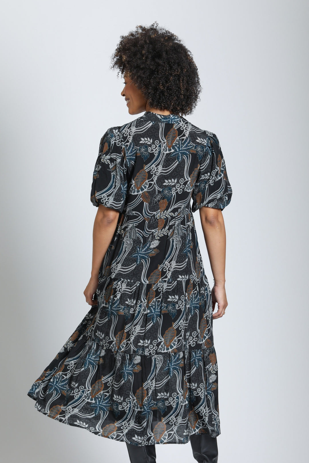 MIDNIGHT SPRUCE LONG TIERED DRESS