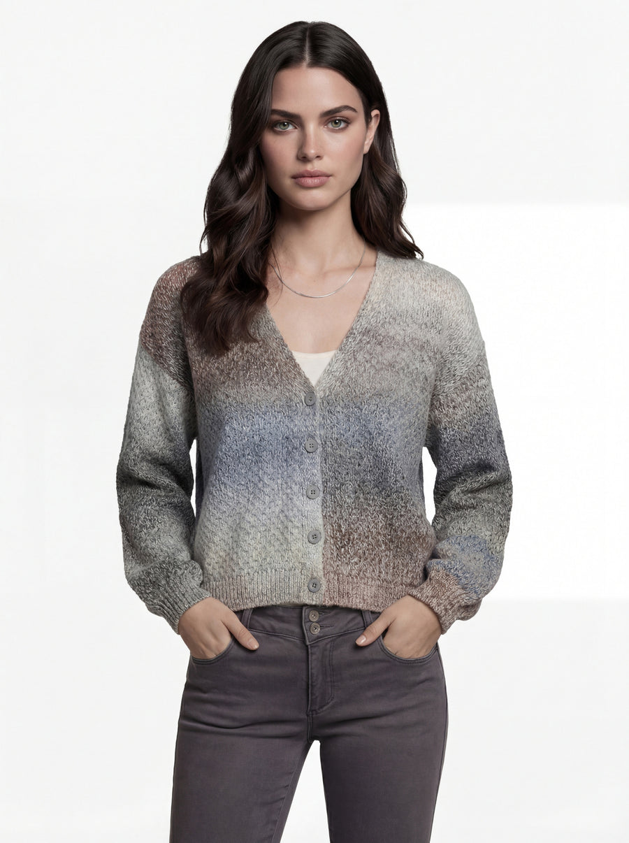 MARIE GREY MULTI OMBRE 5 BUTTON CARDIGAN
