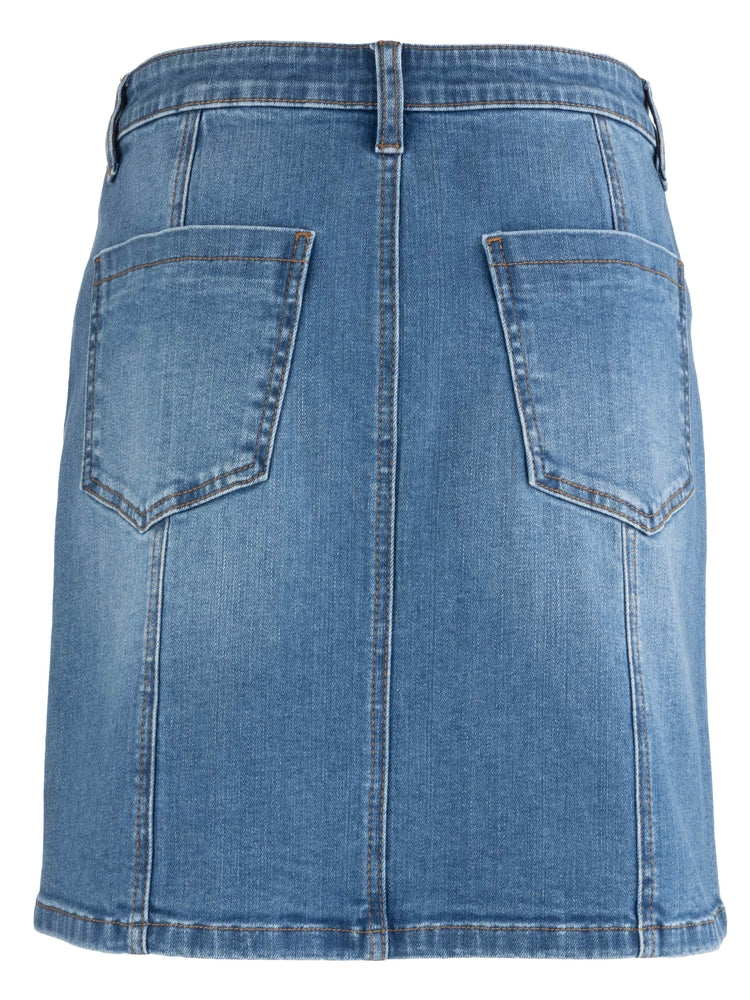 HAYDEN SEAMED PATCH POCKET DENIM SKIRT
