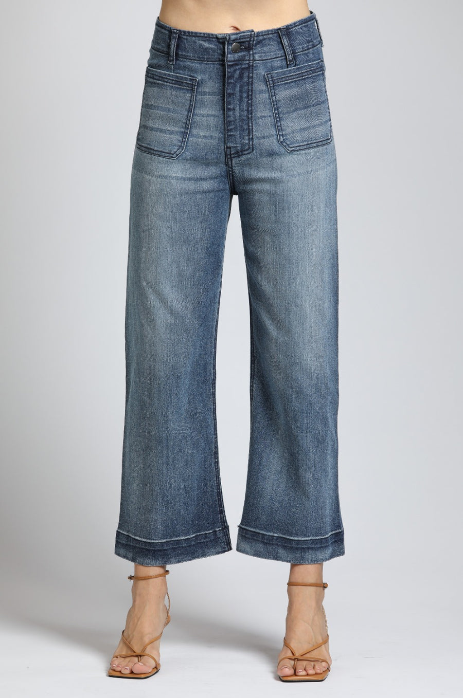 INDIGO PHOEBE CROP WIDE LEG JEANS
