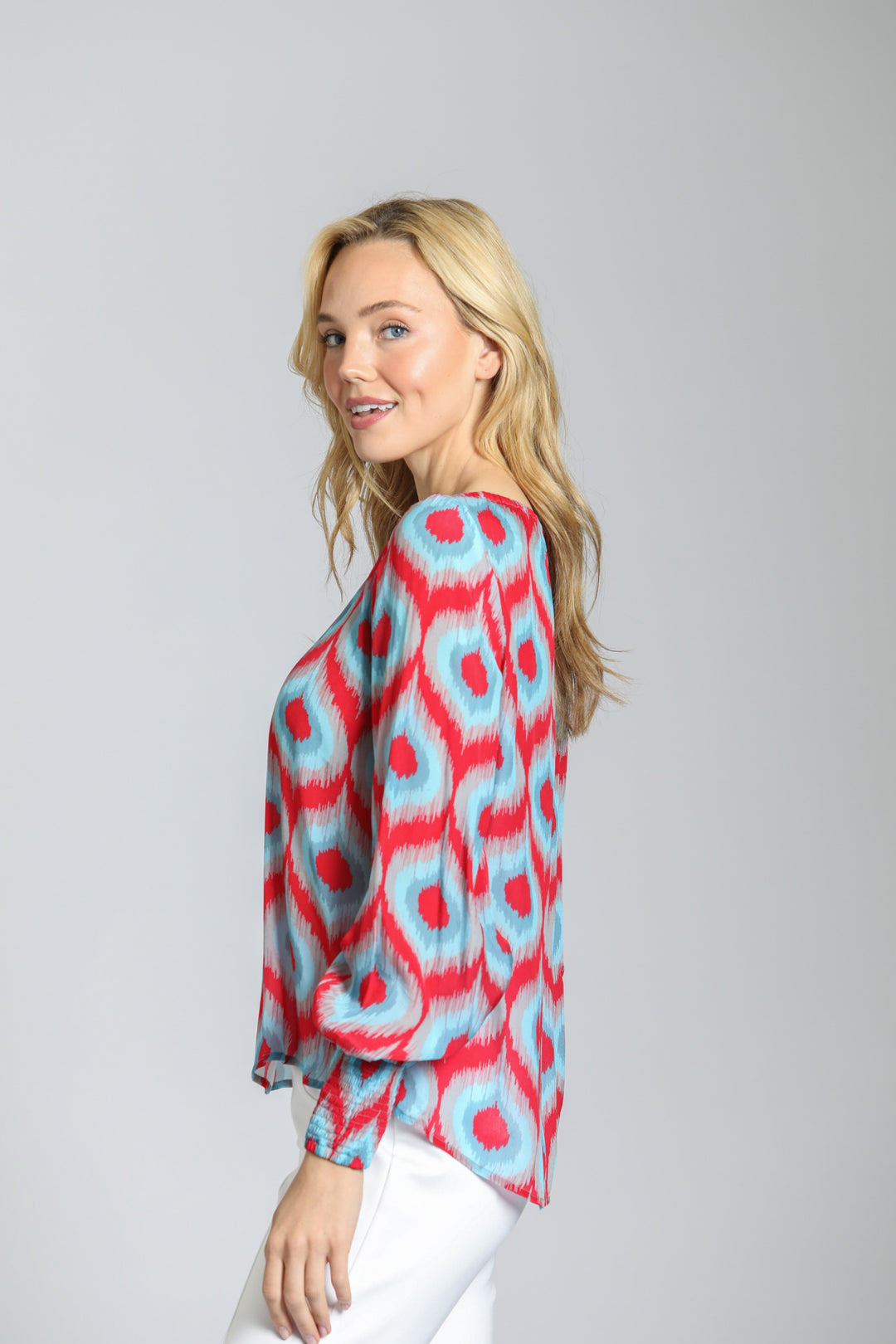 SHERRY RED PRINT BLOUSE