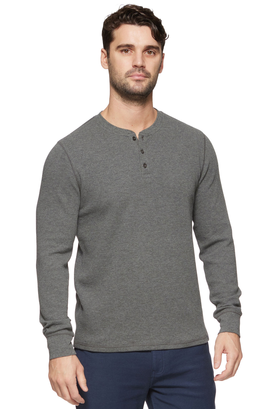 MEN'S CHARCOL HEATHER CHATSWORTH  SOFT WAFFLE HENLEY