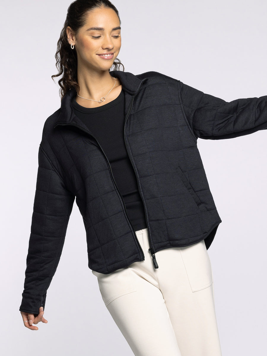 INDIANA BLACK HEATHER QUILTED JACKET
