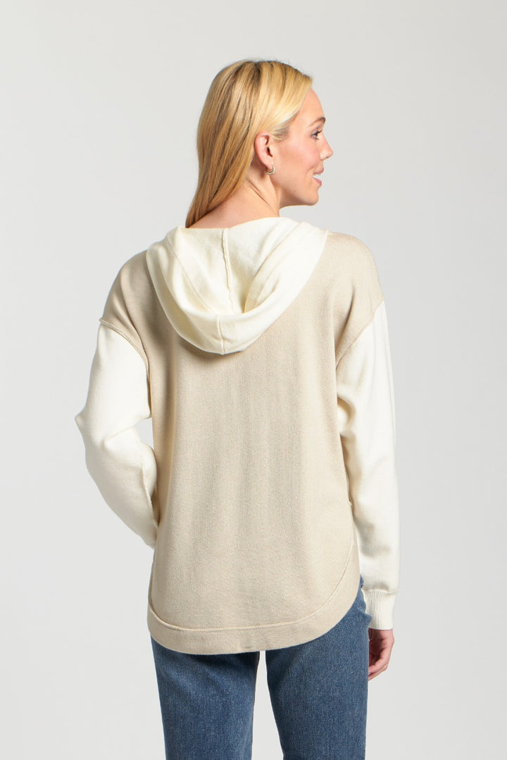 OATMEAL COLORBLOCK SWEATER KNIT HOODIE