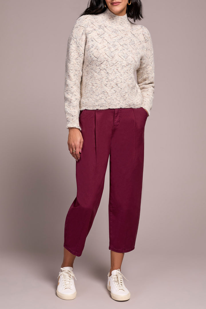 CREAM MARLED MOCK NECK SWEATER