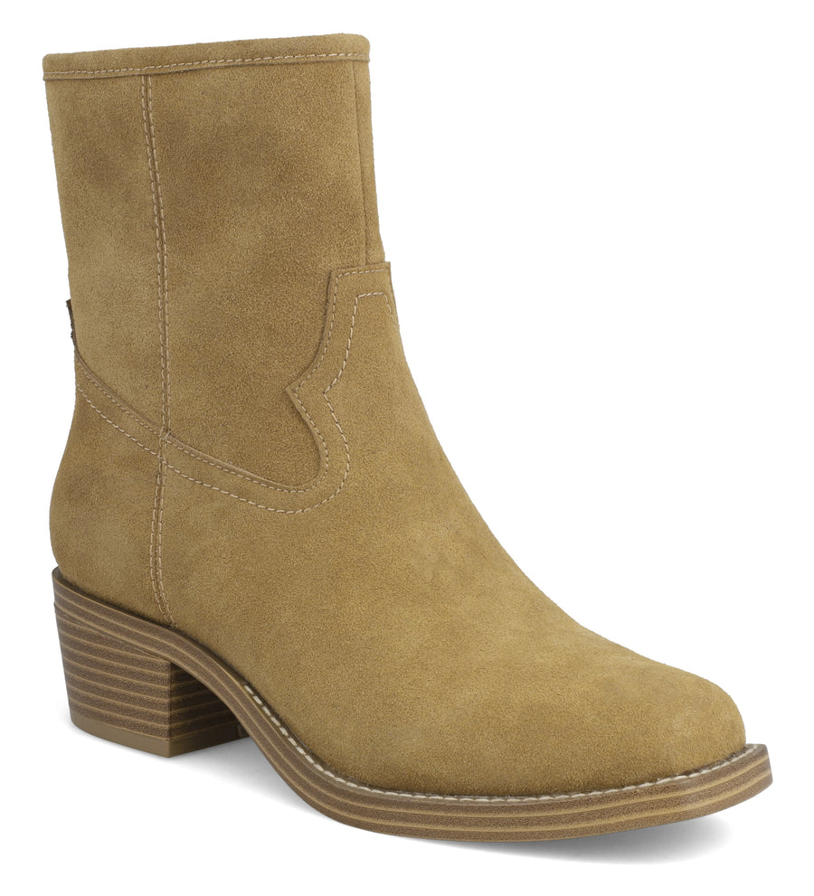 TAN DAGNY SQUARE TOE BOOTS
