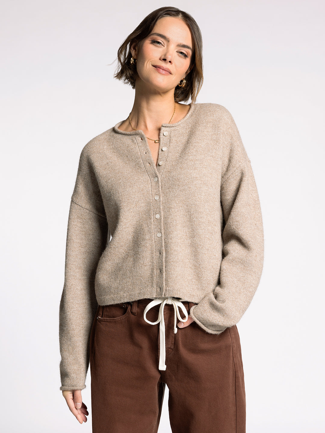 DOVER TAUPE HEATHER CARDIGAN
