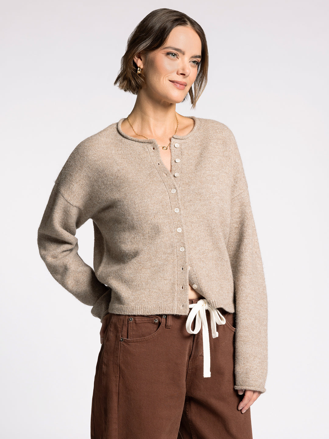 DOVER TAUPE HEATHER CARDIGAN