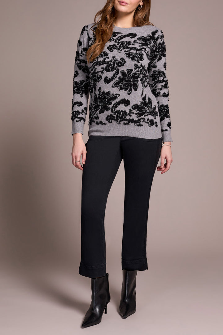 ADDIE GREY FLORAL CREW SWEATER