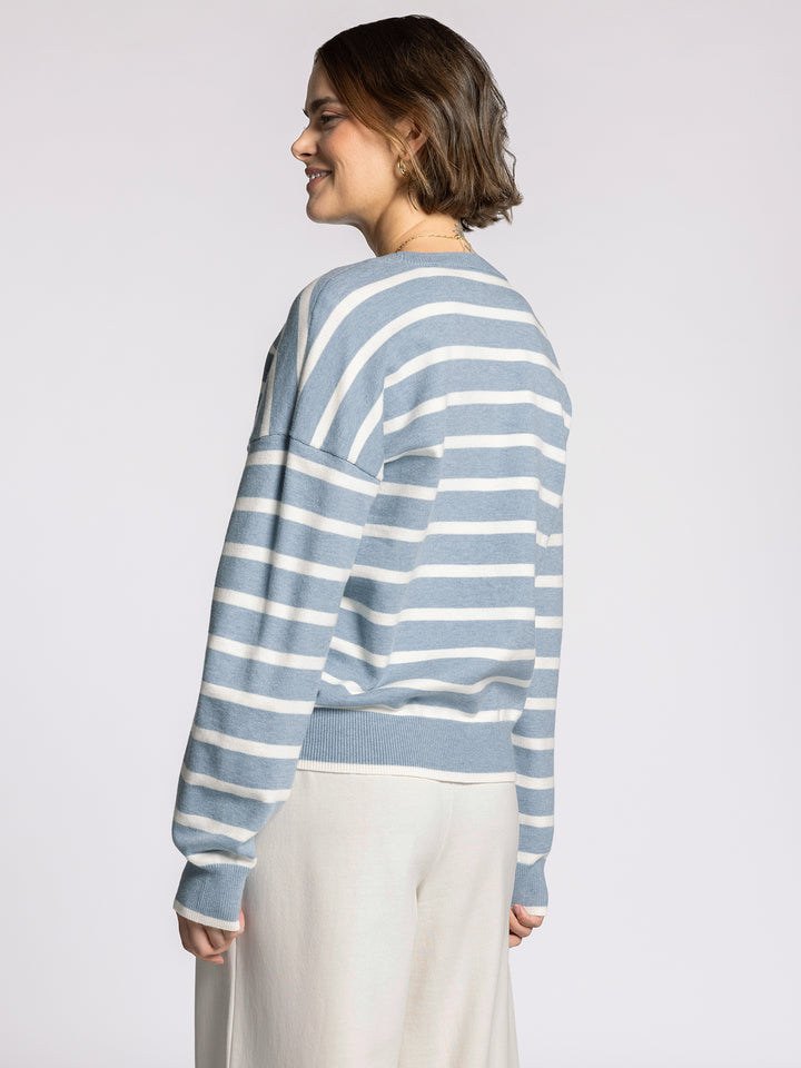 PRESTON DUSTY BLUE STRIPE SWEATER